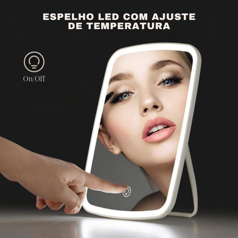 Espelho com LED de Mesa para Maquiagem - Luz Natural Perfeita | Linha do Lar