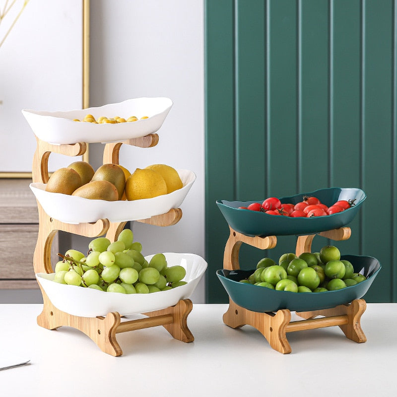 Fruteira de Mesa com Suporte de Bambu | Linha do Lar