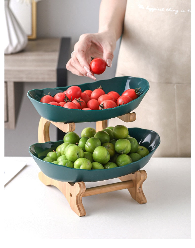 Fruteira de Mesa com Suporte de Bambu | Linha do Lar