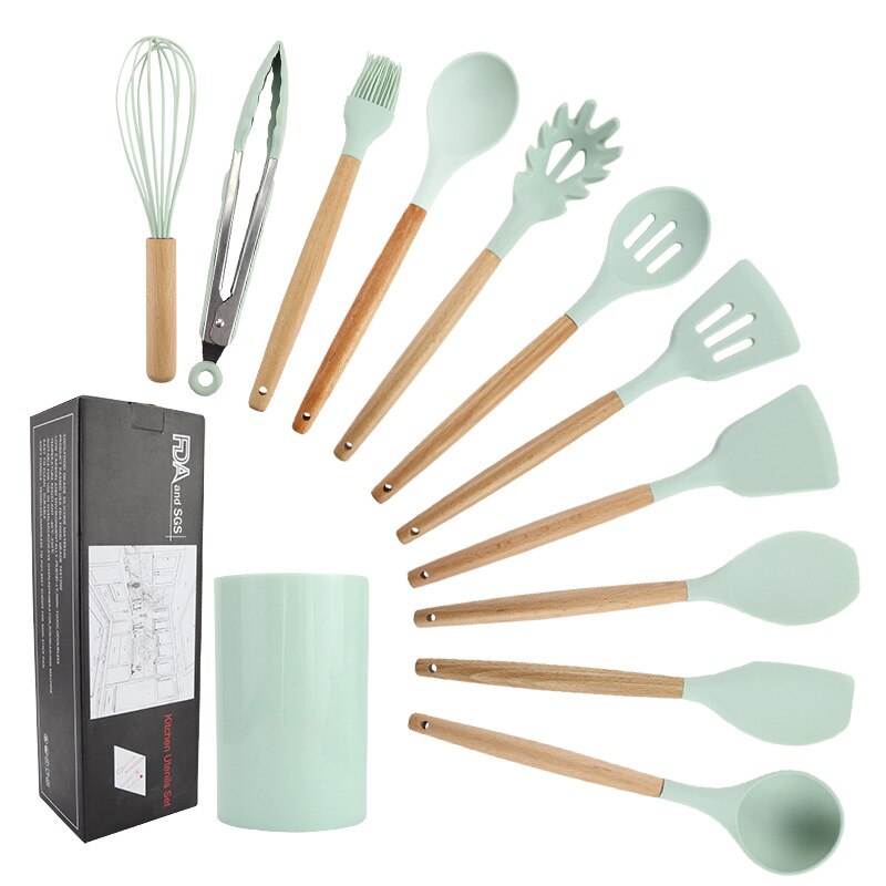 Conjunto Profissional com 12 Utensílios para Cozinha de Silicone Antiaderente | Linha do Lar